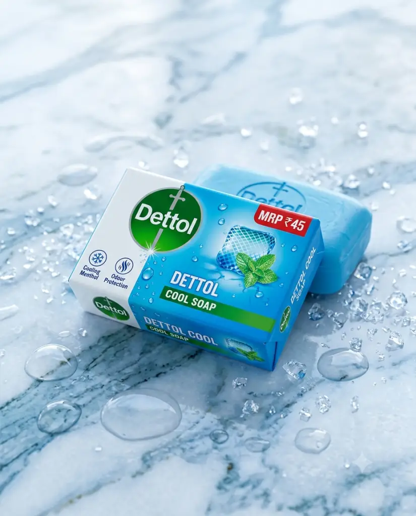 Dettol Original Antiseptic Soap bar on wet surface for 99.9 percent germ protection – Buy online at JKM Pharmacy Store.